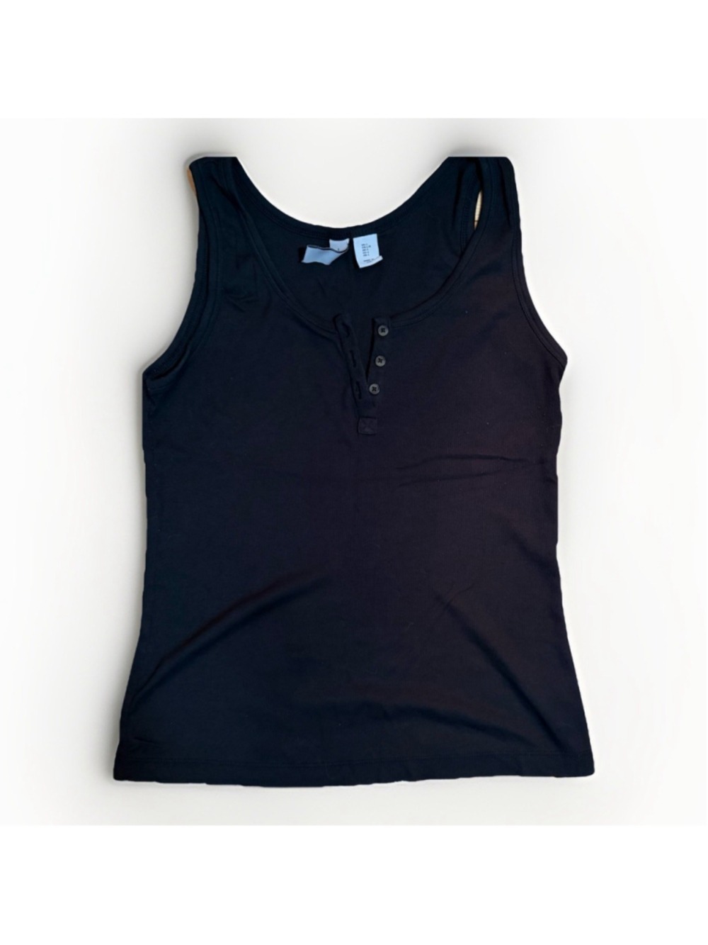 Joie Ribbed Black Henley Tank Top - Size Large
